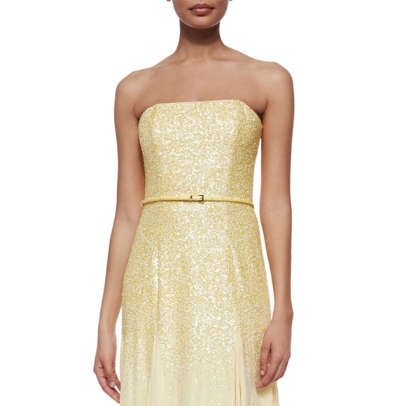 Halston Heritage chiffon sequin strapless gown - Picture 4 of 15